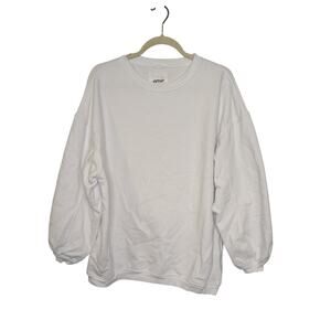 Aerie Oversized White Crew Neck Pullover Wide Sleeve Sweatshirt Women Size Small